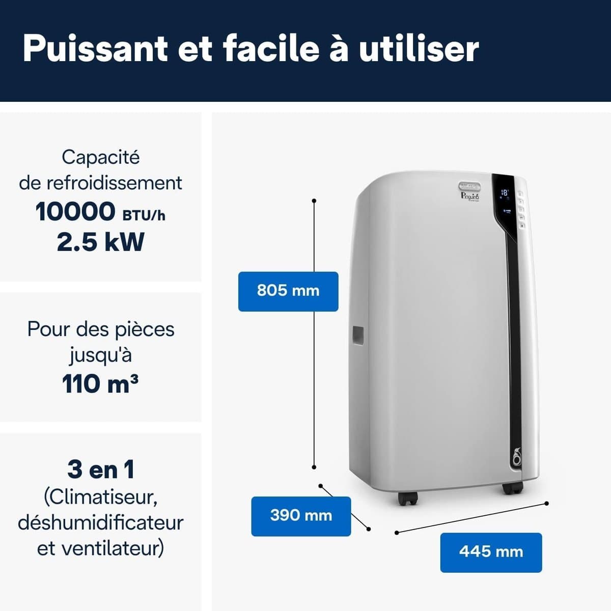 Pinguino PAC EX100 Silent — 10000 BTU (A++) — vue 3